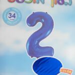 בלון מיילר ספרה 2 כחול - בלון מספר מעוצב לימי הולדת ואירועים