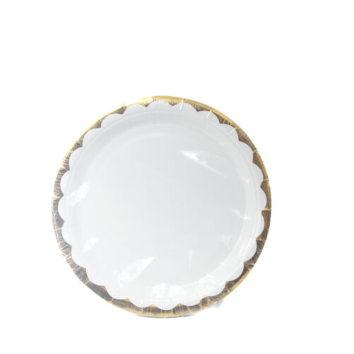 סט צלחות לבן זהב