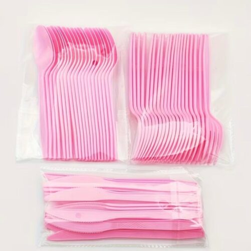 סט סכום חד פעמי בצבע ורוד