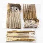 סט סכו"ם חד פעמי 60 חלקים צבע זהב