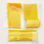 סט סכו"ם חד פעמי 60 חלקים צבע צהוב