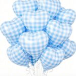 בלון ניילון לב משובץ תכלת / ורוד 18'