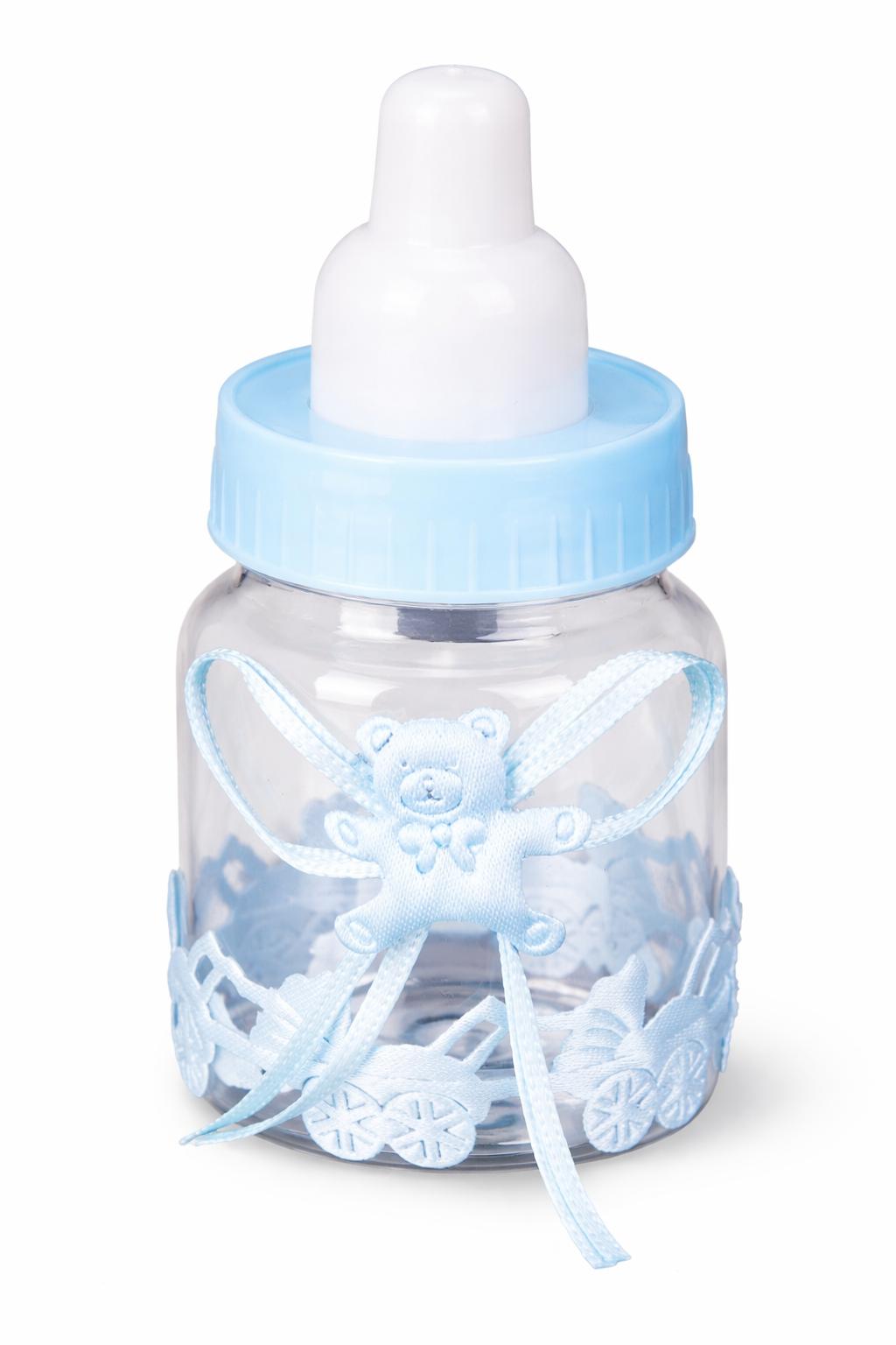 בקבוק ברית 9 סמ קוטר 4 סמ 12 יח' בקבוק למילוי מתנות לאורחים תכלת/ורוד – תמונה 1