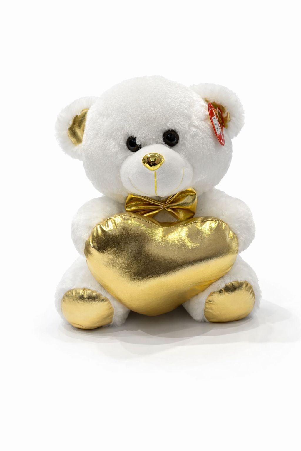 דובי 30 סמ לב זהב דובי אהבה עם כרית לב זהב - 30 ס"מ – תמונה 1