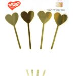 4 יח' טופר אקריל לעוגה לבבות זהב