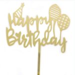 טופר לעוגה HAPPY BIRTHDAY זהב