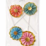 4 יח' טופר מניפה צבעוני לעוגה