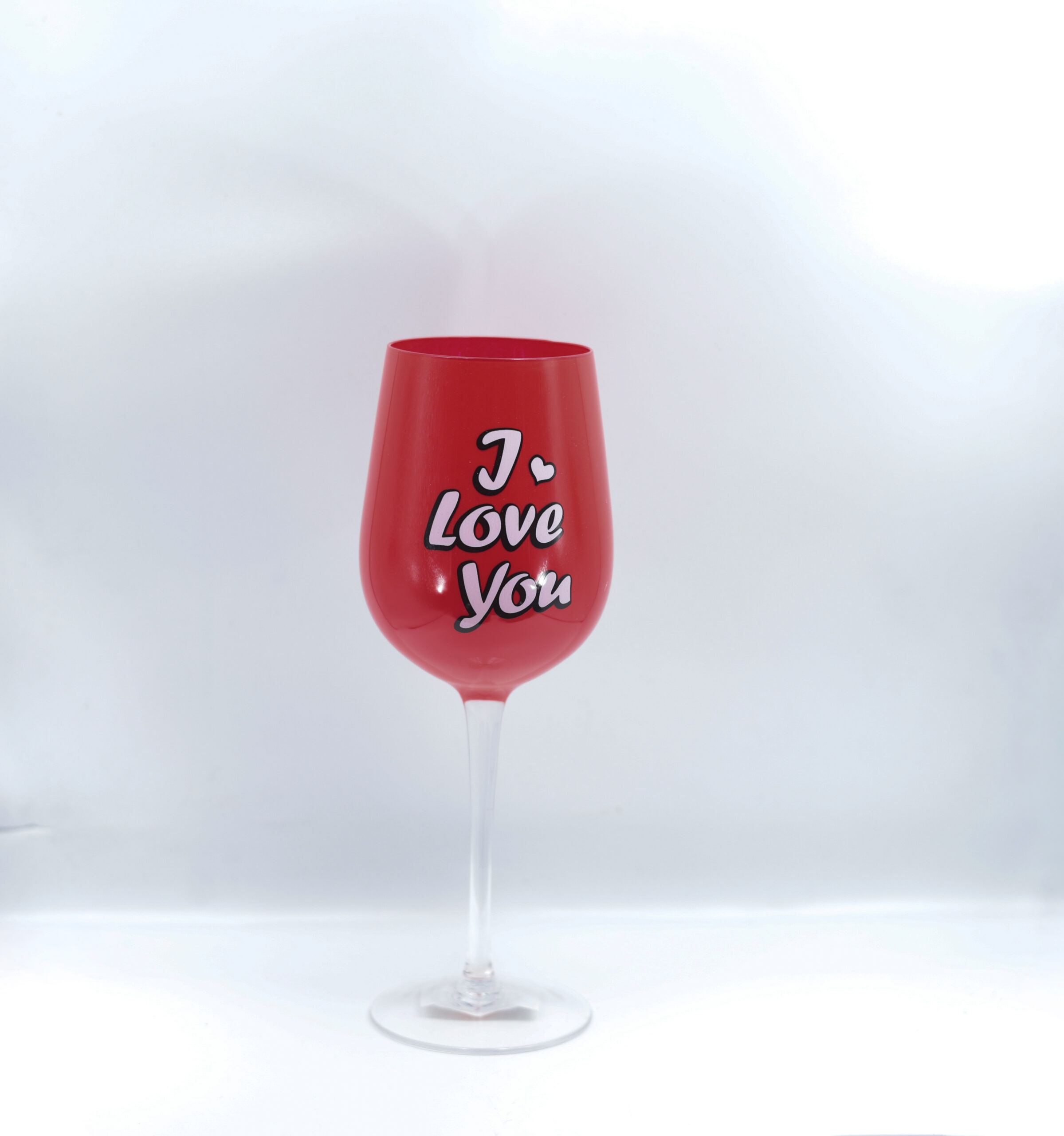 כוס i love you אדומה כוס יין מעוצבת דגם I LOVE YOU – תמונה 1
