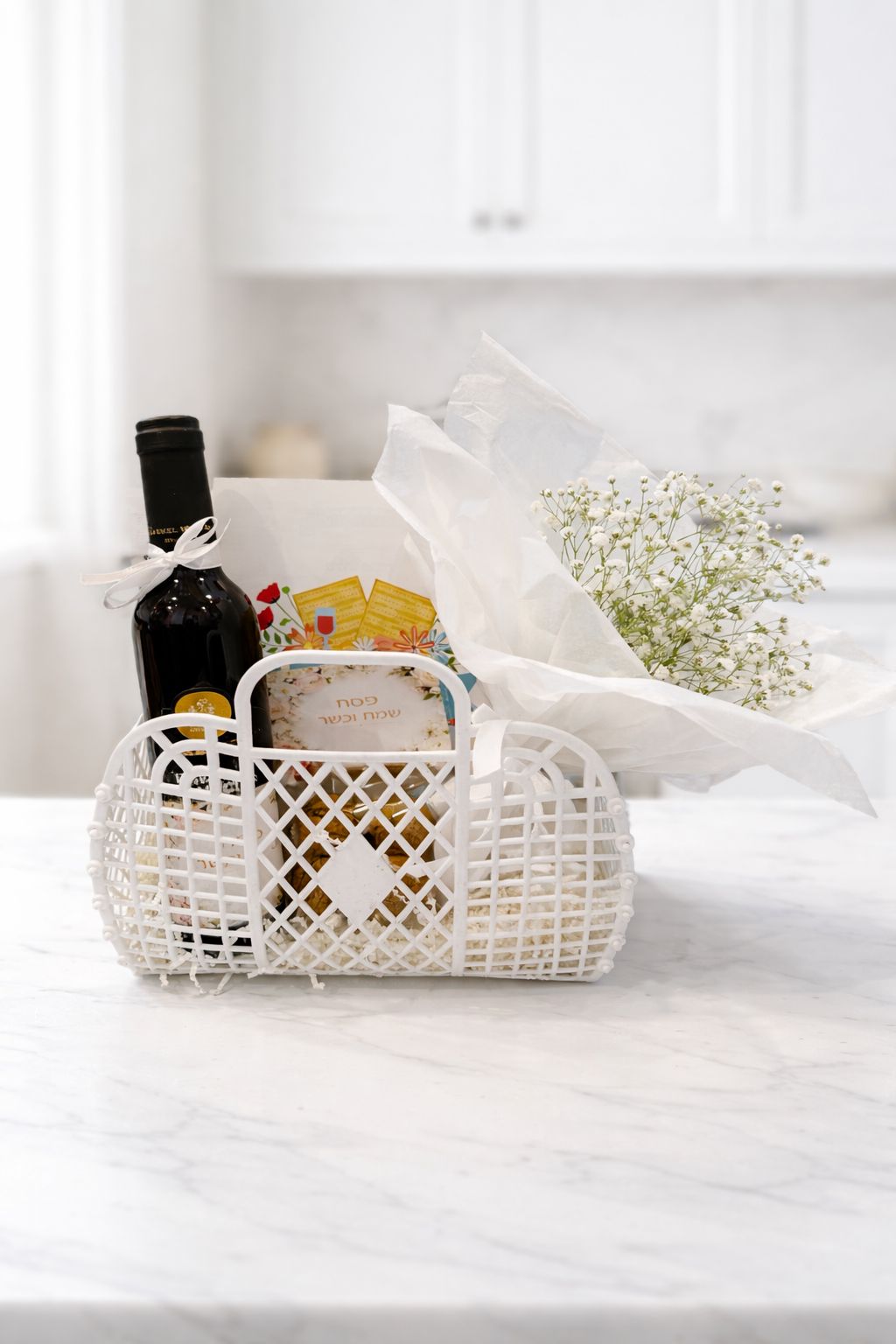 מארז פסח סלסלה לבן מארז פסח סלסלה לבנה