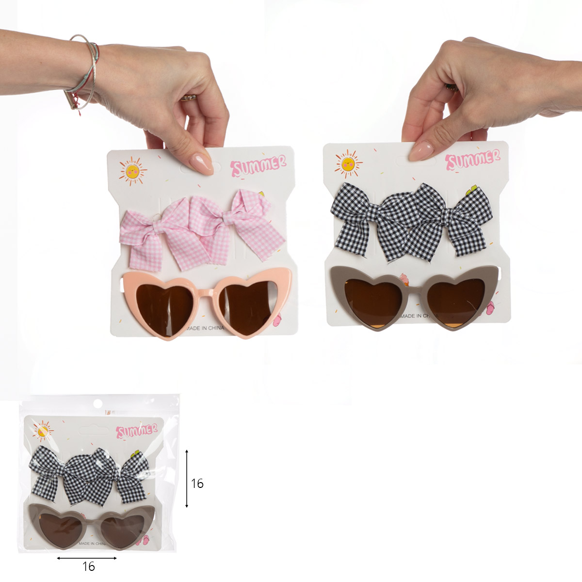 משקפי שמש עם סיכה משקפי שמש וזוג סיכות לשיער לילדות – תמונה 1