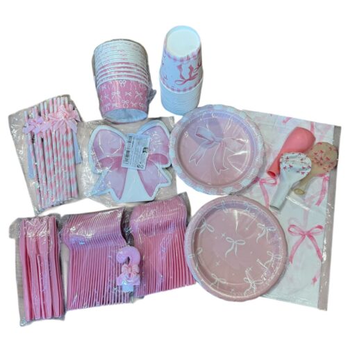 סט מלא חד פעמי פפיונים ורודים