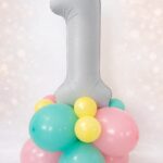 סטנד בלון ספרה 1 מעוצב צבעי פסטל