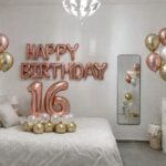 עיצוב חדר יום הולדת רוז גולד זהב