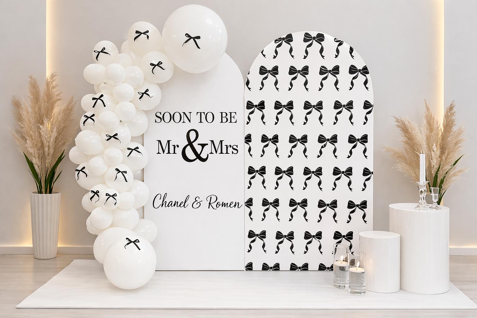 עמדת מסיבת רווקים פפיונים שחור לבן עמדת צילום מסיבת רווקים/ת דגם פפיונים שחור לבן – תמונה 1