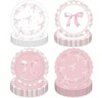 צלחות לבן ורוד ממותג פפיון