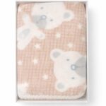 שמיכת תינוק פליז רכה עם הדפס דובים