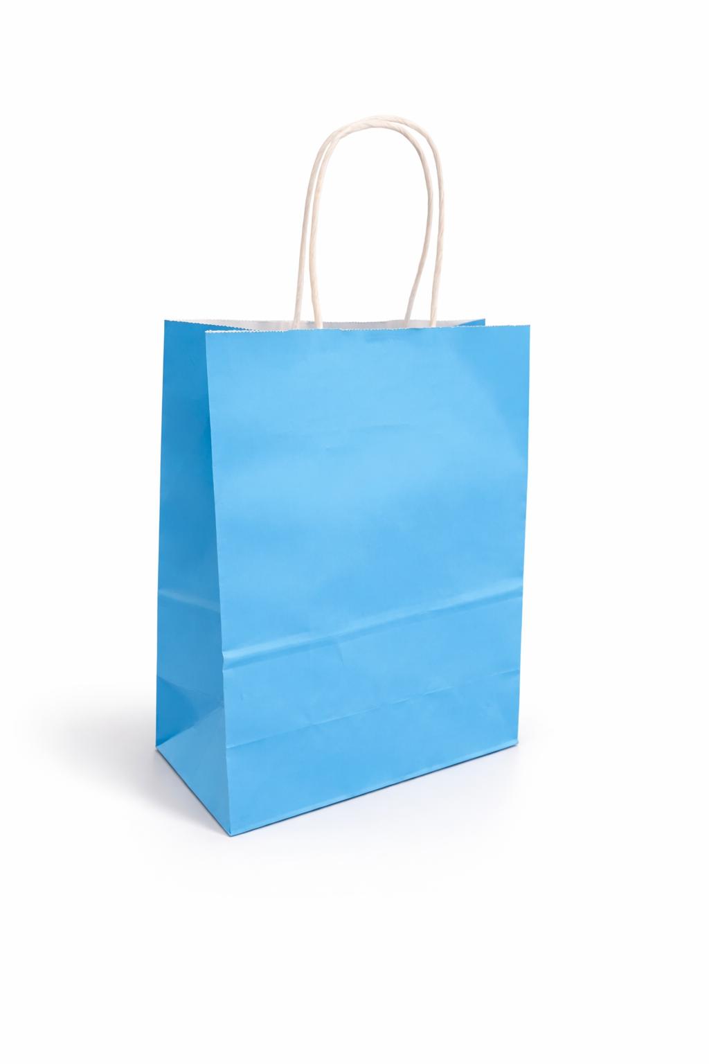 שקית נייר תכלת בהיא שקית נייר צבע תכלת בהיר – תמונה 1