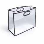 שקית מתנה יוקרתית שקופה עם מסגרת שחורה/לבנה