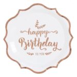 צלחת נייר HAPPY BIRTHDAY רוז גולד 9'